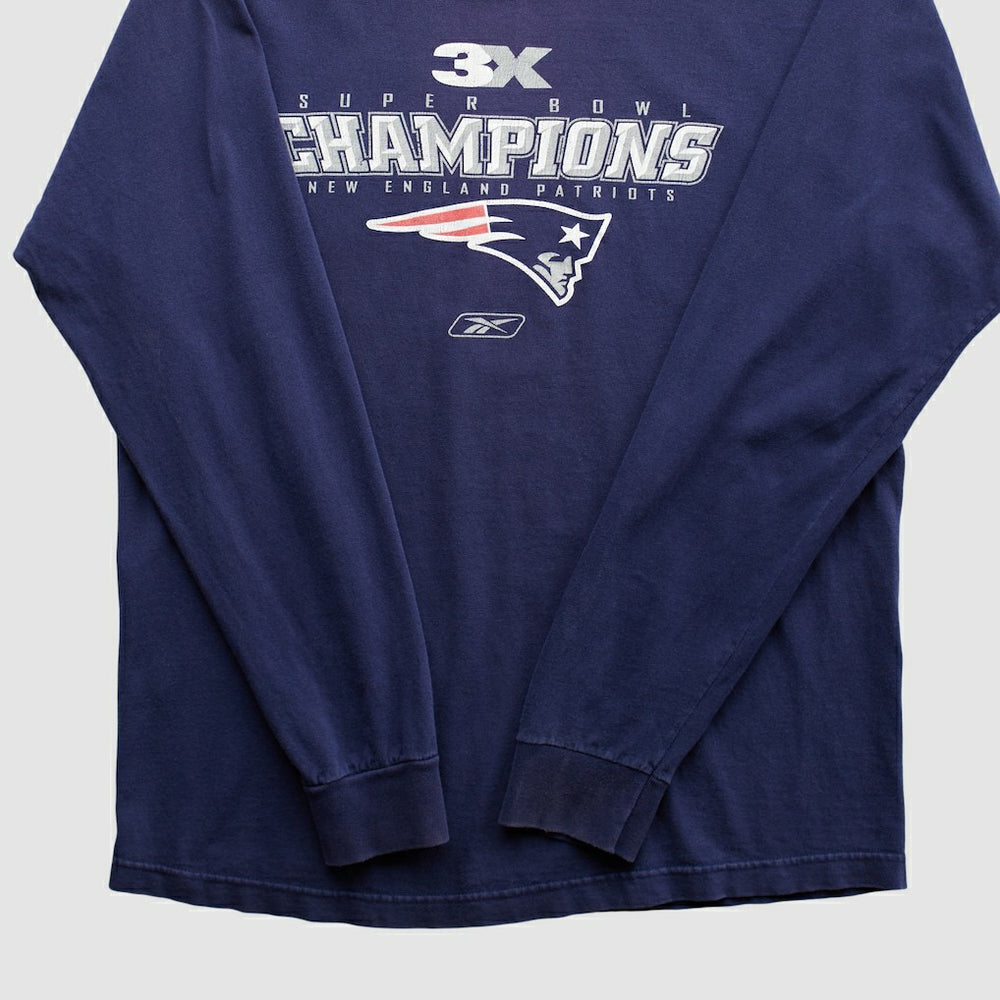 New England Patriots Reebok 2000s Long Sleeve T-shirt Navy Vintage - Fanatics