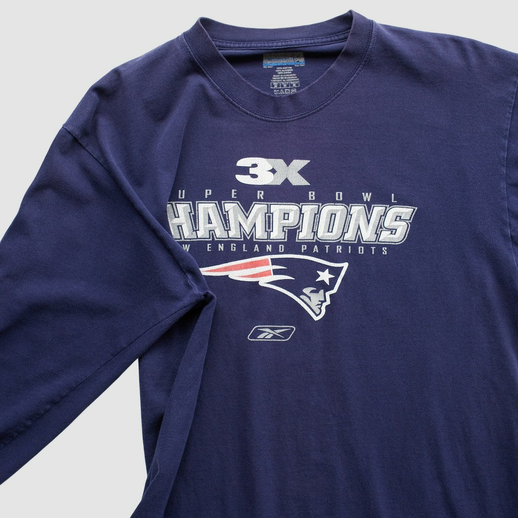 New England Patriots Reebok 2000s Long Sleeve T-shirt Navy Vintage - Fanatics