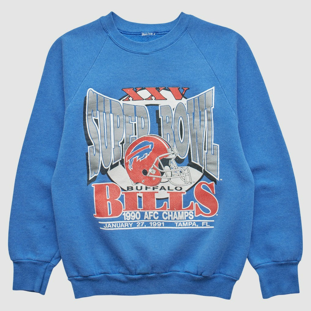 Buffalo Bills 1990 Pullover Sweatshirt Blue Vintage - Fanatics