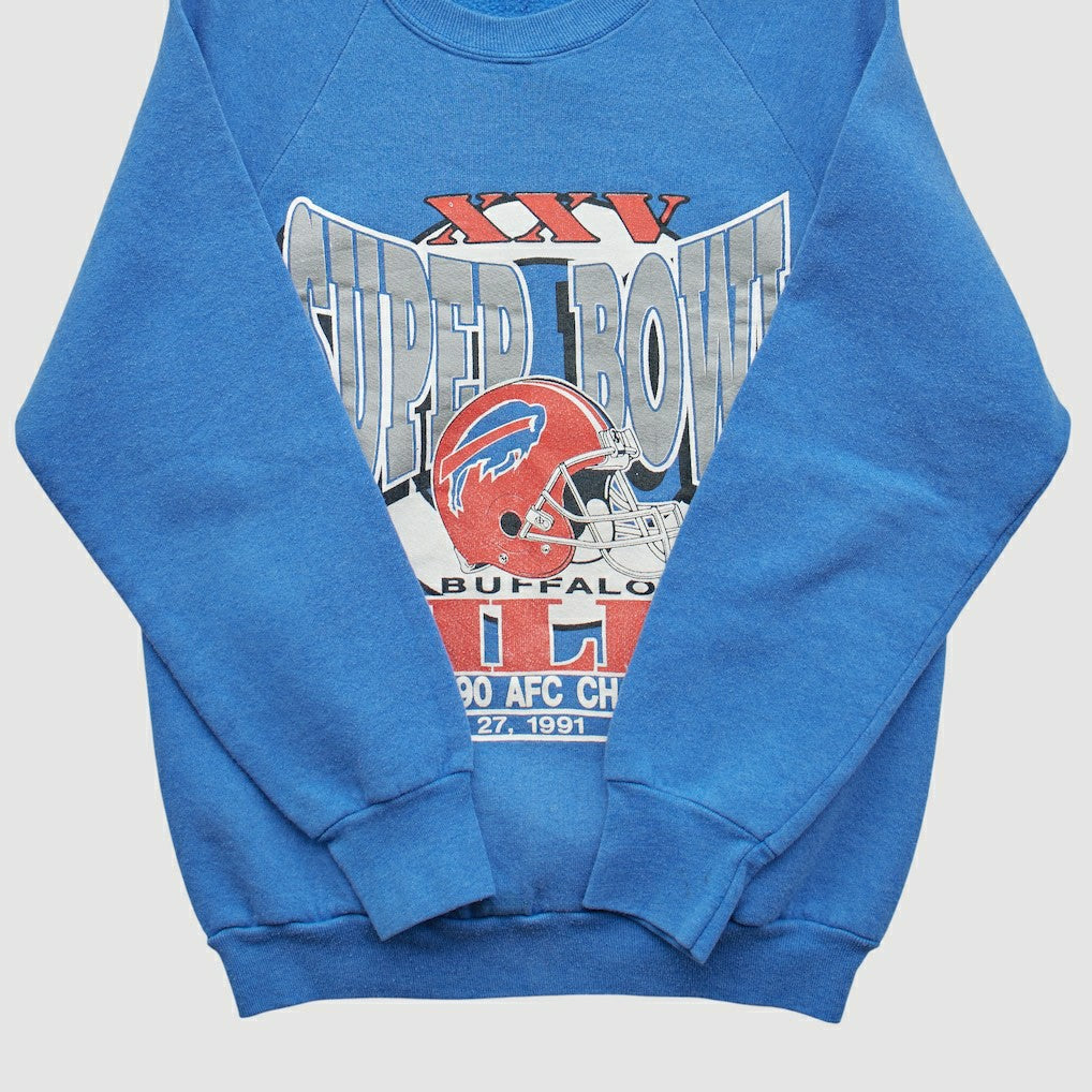 Buffalo Bills 1990 Pullover Sweatshirt Blue Vintage - Fanatics