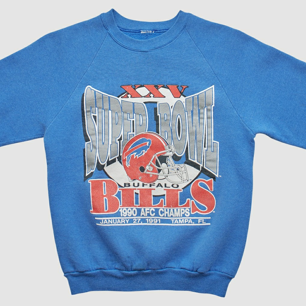 Buffalo Bills 1990 Pullover Sweatshirt Blue Vintage - Fanatics