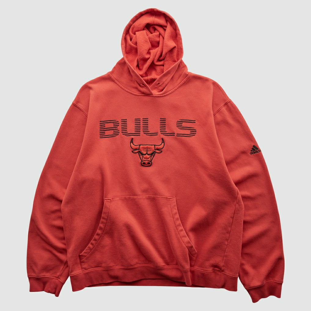 Adidas - Chicago Bulls 2010s Hooded Pullover Sweatshirt - Red Vintage