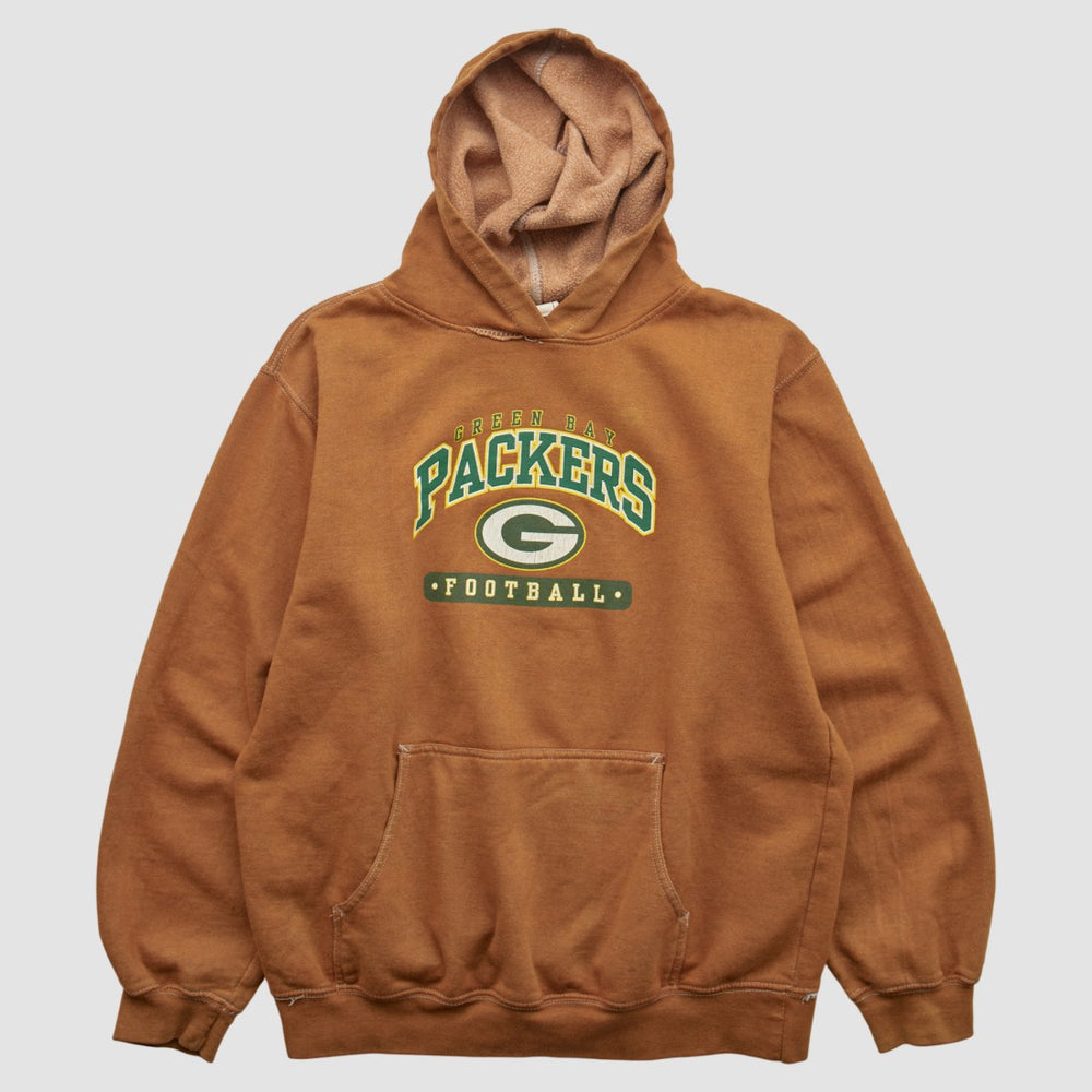 Green Bay Packers NFL 2000s Hooded Pullover Sweatshirt Brown Vintage - Fanatics