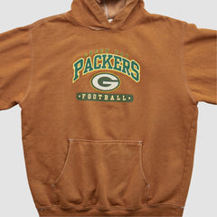 Green Bay Packers NFL 2000s Hooded Pullover Sweatshirt Brown Vintage - Fanatics