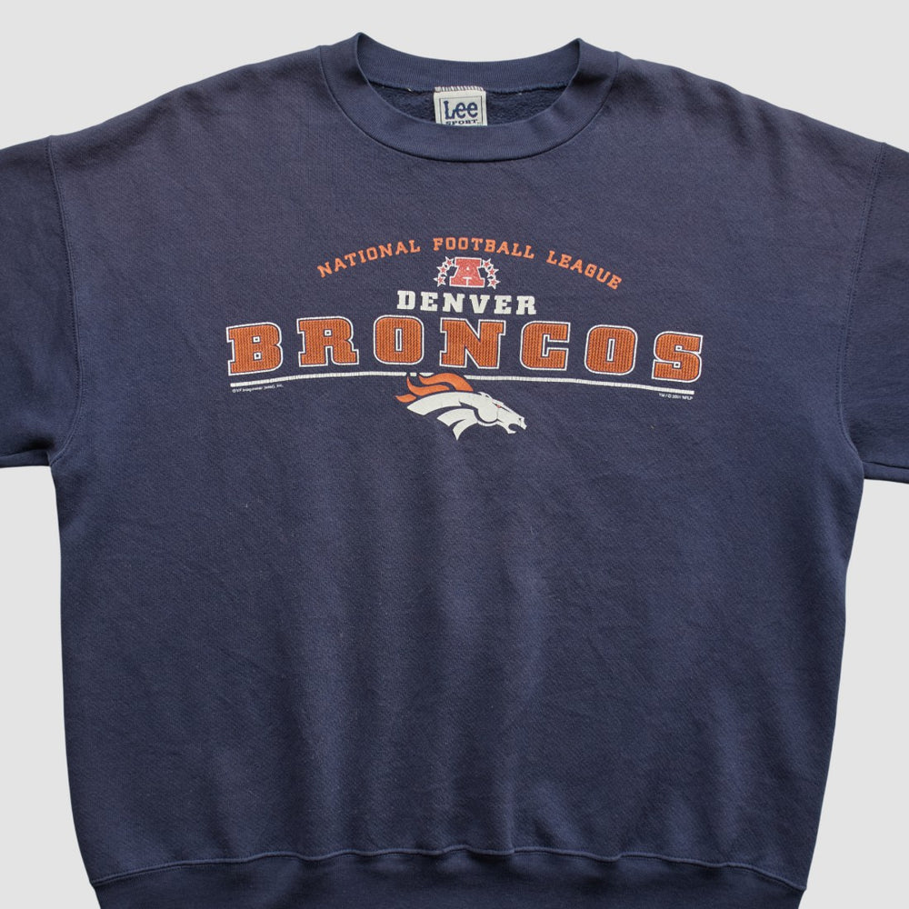 Denver Broncos Lee Apparel 2001 Pullover Sweatshirt Navy Vintage - Fanatics