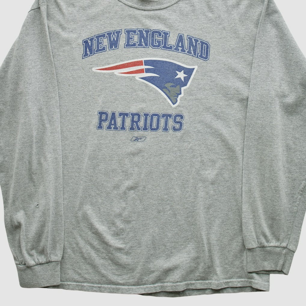 New England Patriots NFL 2000s Long Sleeve T-shirt Heather Gray Vintage - Fanatics