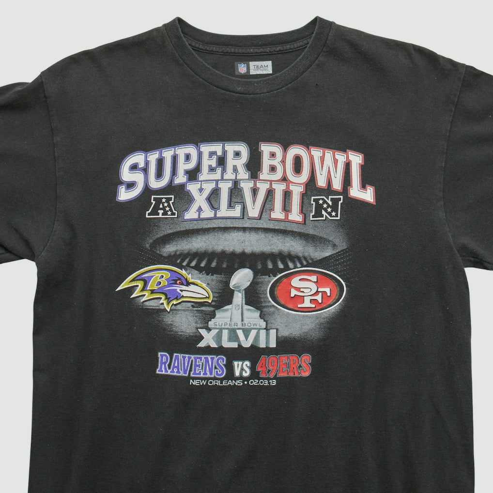 Superbowl XLVII NFL 2013 T-shirt Black Vintage - Fanatics