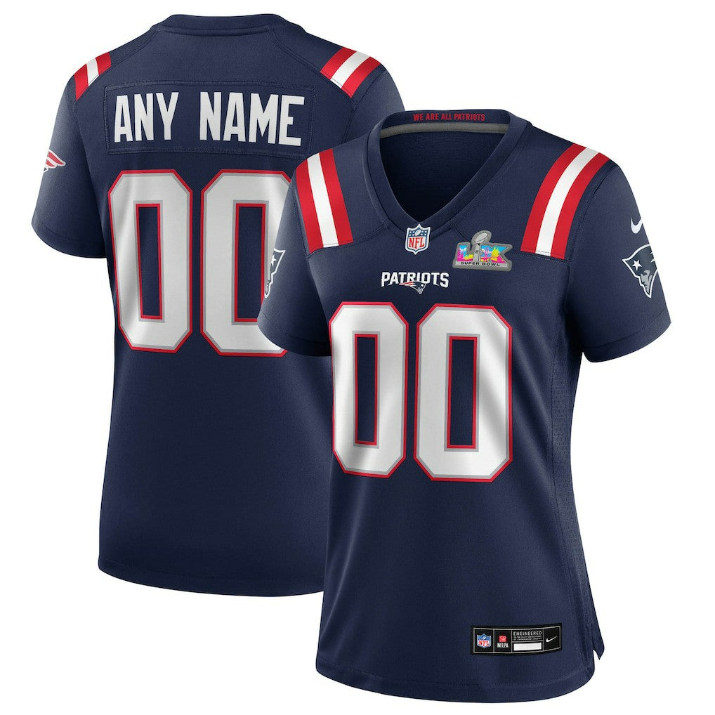 New England Patriots Women's Super Bowl LX Patch Custom Game Jersey Navy - Nike