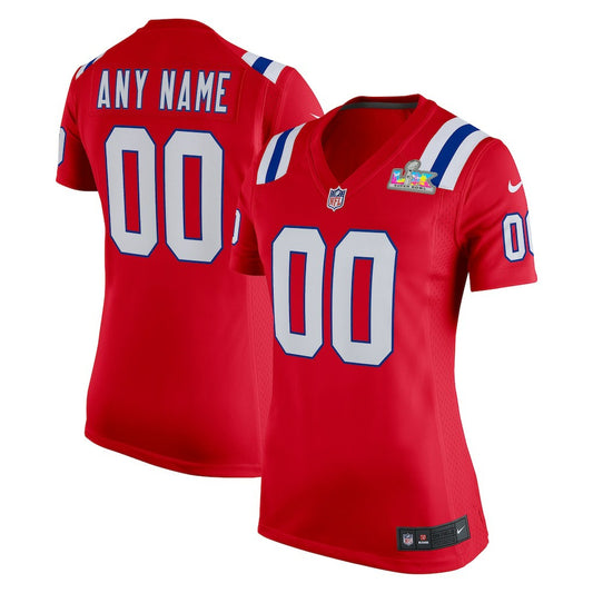 New England Patriots Women's Super Bowl LX Patch Custom Game Jersey - Red | NFL Jerseys