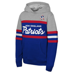 New England Patriots Throwback Head Coach Pullover Hoodie Royal - Mitchell & Ness
