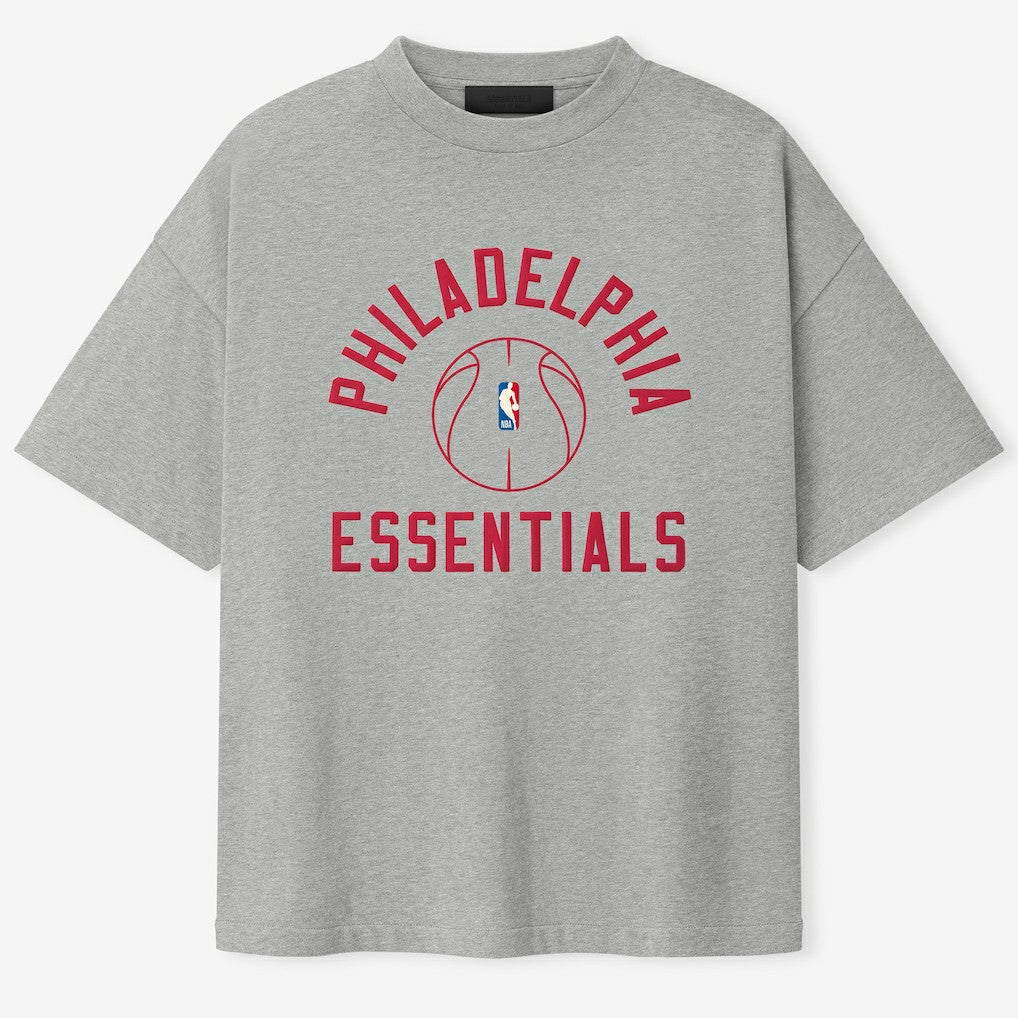 NBA - Philadelphia 76ers Fear of God x Barkley L. Hendricks Unisex 90's T-Shirt - Heather Gray