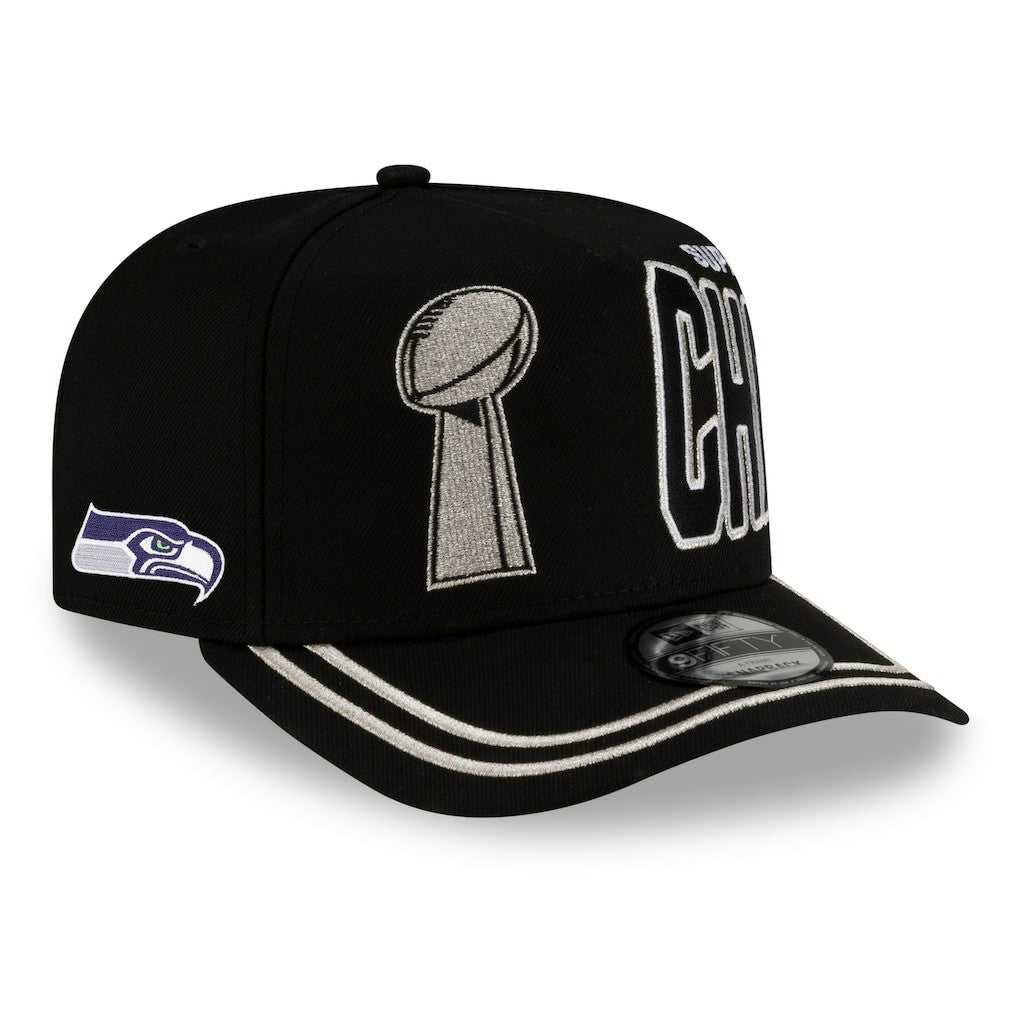 Seattle Seahawks New Era Super Bowl LX Champions Parade A-Frame 9FIFTY Snapback Hat Black - NFL