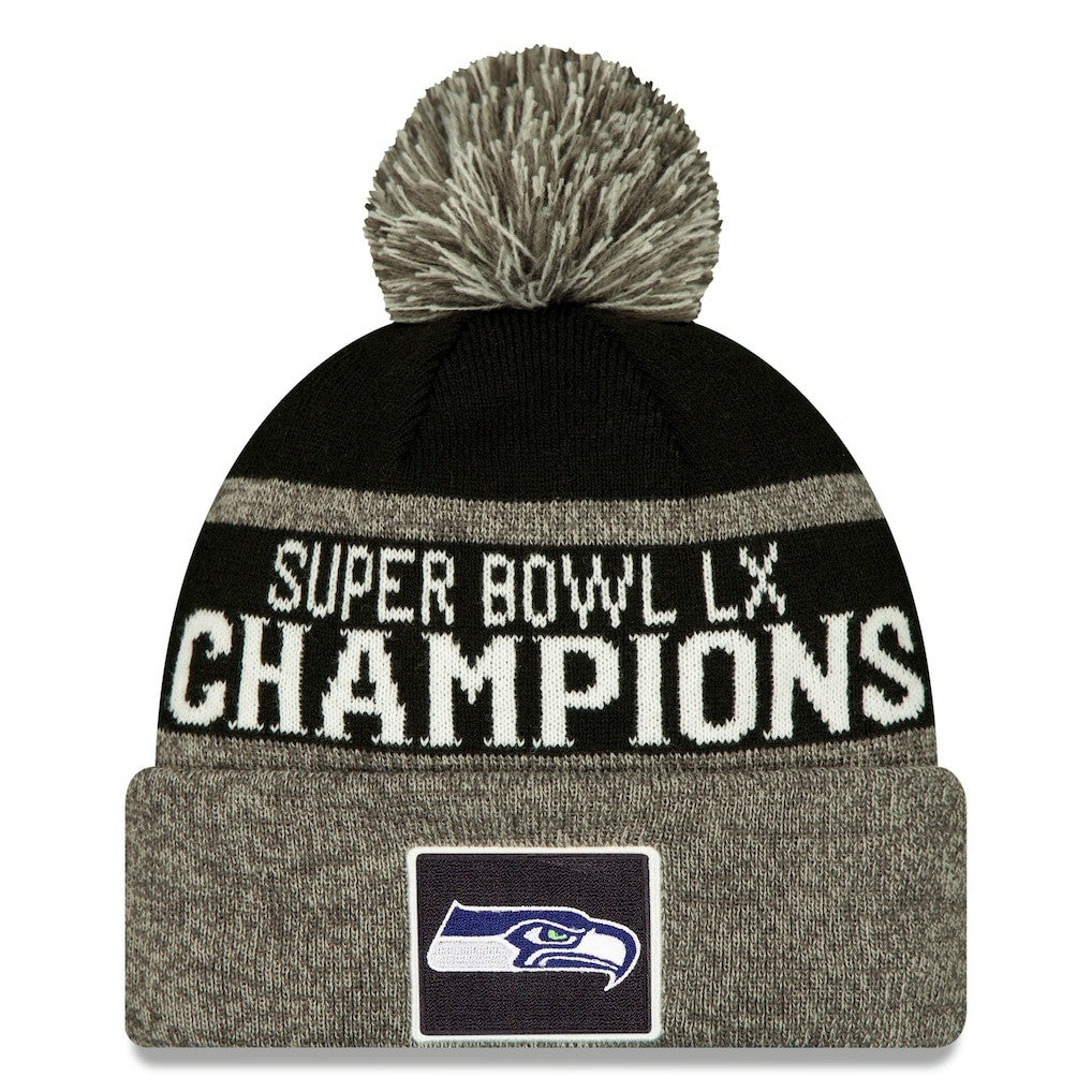 Seattle Seahawks New Era Super Bowl LX Champions Parade Cuffed Knit Hat with Pom Black - NFL