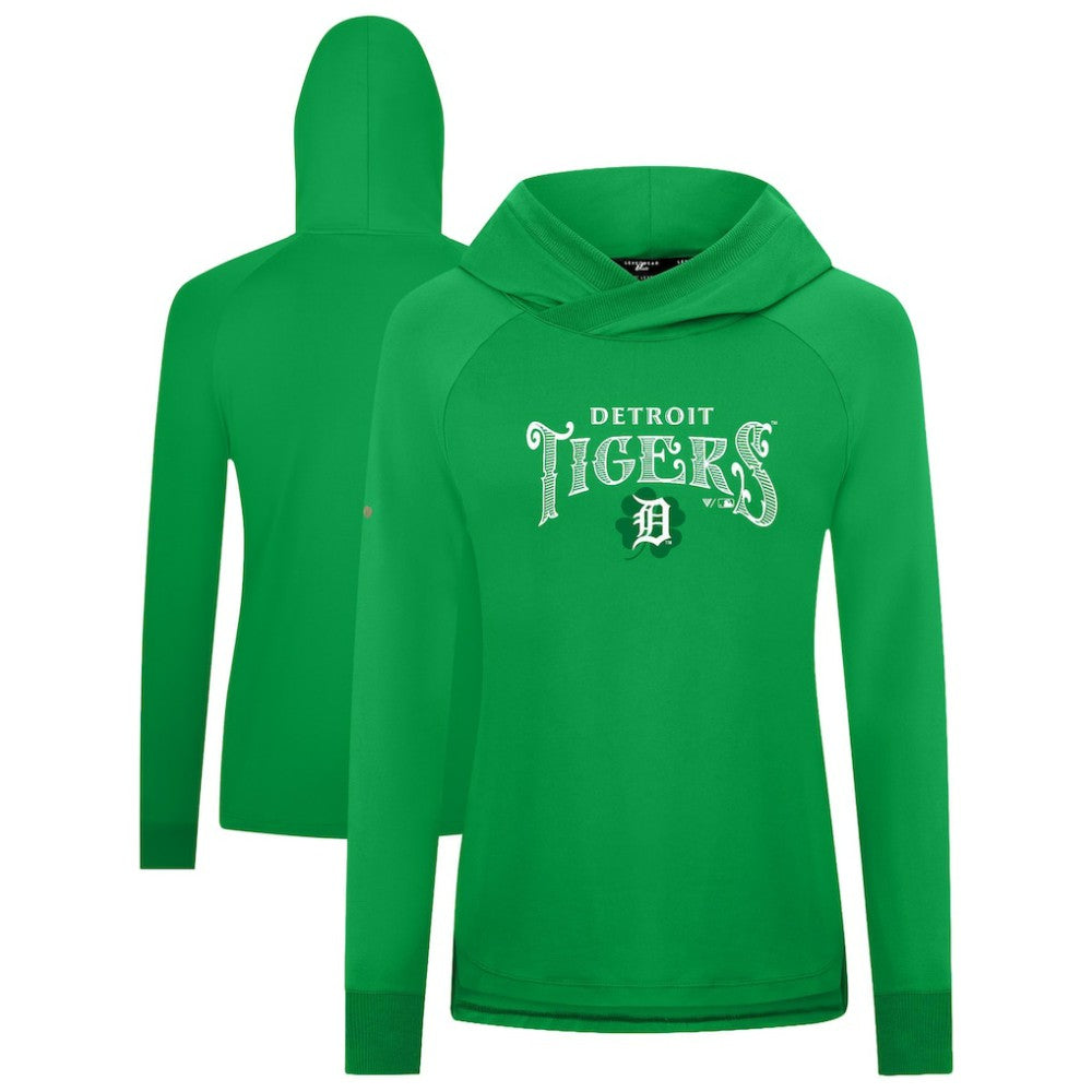 Detroit Tigers Levelwear Women's St. Patrick's Day Slender Raglan Hoodie On Sale