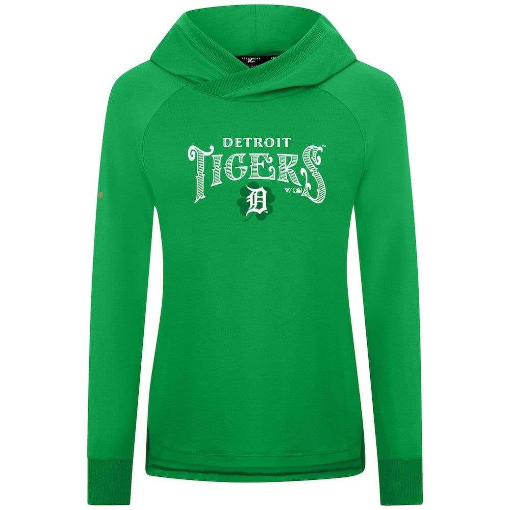 Detroit Tigers Levelwear Women's St. Patrick's Day Slender Raglan Hoodie On Sale