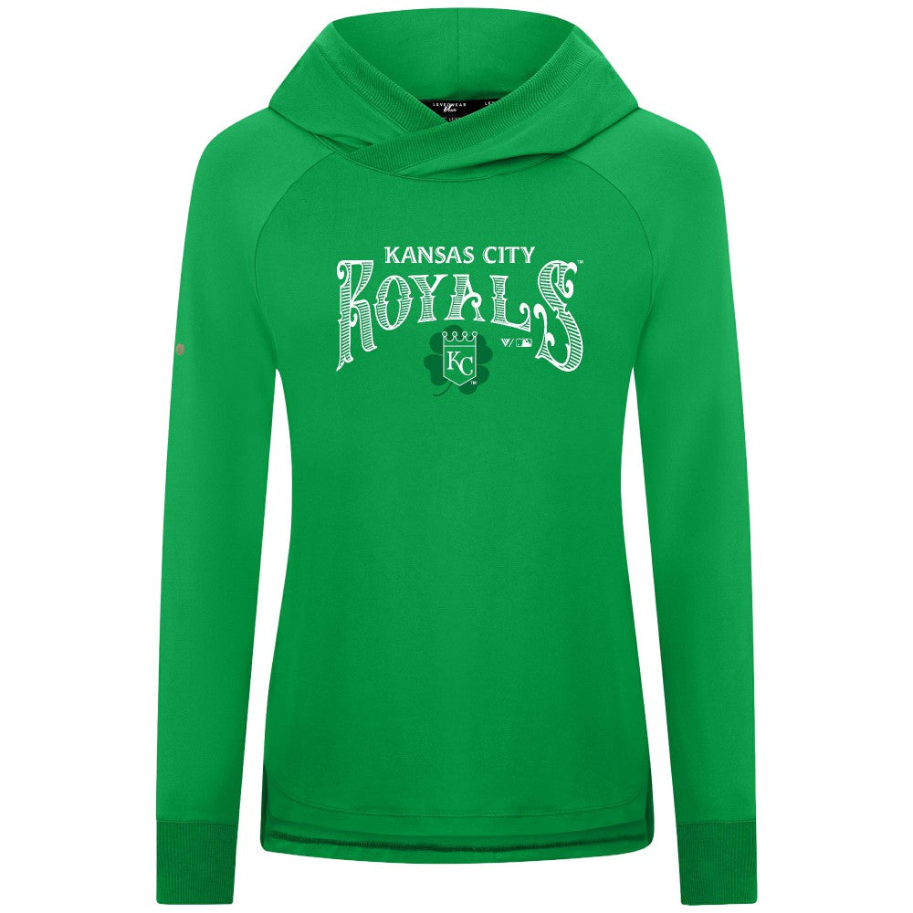 Kansas City Royals Levelwear Women's St. Patrick's Day Slender Raglan Hoodie On Sale
