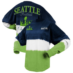 Seattle Seahawks Spirit Jersey Women's Super Bowl LX Champions Horizontal Ombre Long Sleeve T-Shirt College Navy/Neon Green - NFL