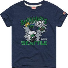 Leonardo Seattle Seahawks Homage Youth TMNT Tri-Blend T-Shirt College Navy - NFL