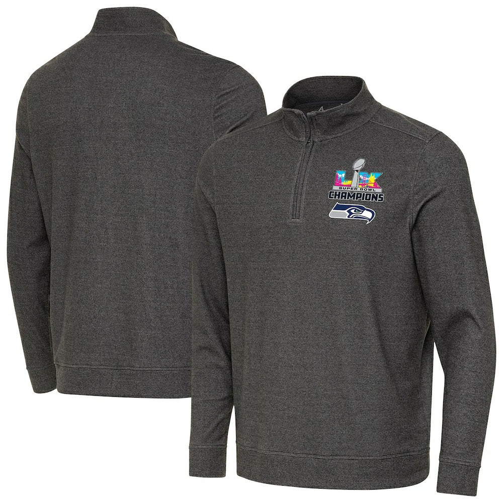Seattle Seahawks Antigua Super Bowl LX Champions Subtle Quarter-Zip Pullover Black - NFL
