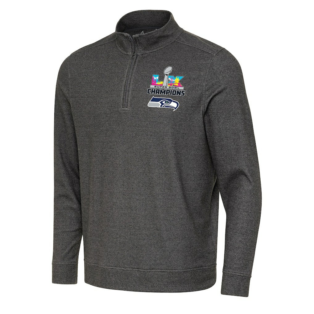Seattle Seahawks Antigua Super Bowl LX Champions Subtle Quarter-Zip Pullover Black - NFL