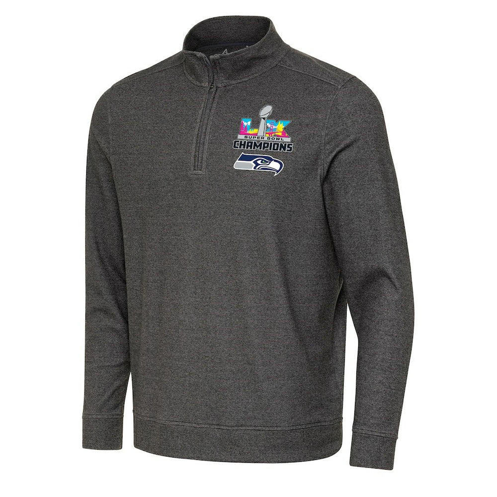 Seattle Seahawks Antigua Super Bowl LX Champions Subtle Quarter-Zip Pullover Black - NFL