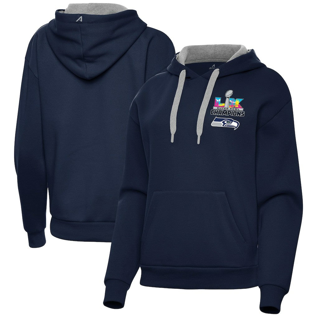 Seattle Seahawks Antigua Women's Super Bowl LX Champions Victory Hoodie College Navy - NFL