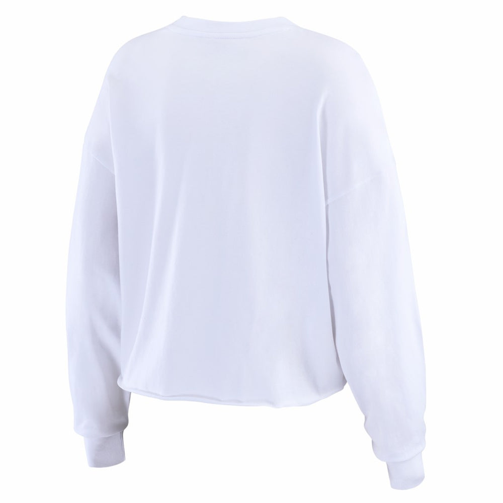 Seattle Seahawks WEAR by Erin Andrews Women's Super Bowl LX Champions Cropped Long Sleeve T-Shirt White - NFL
