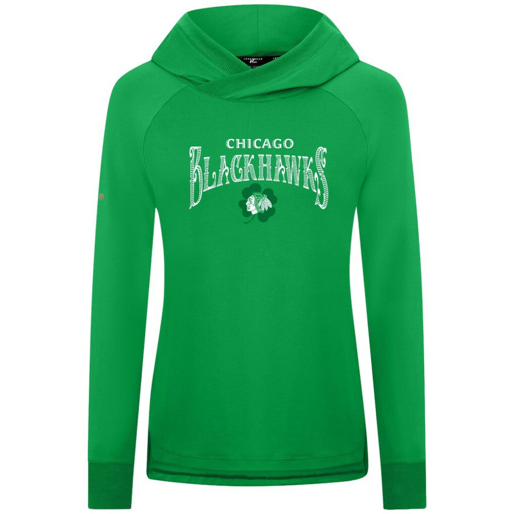 Chicago Blackhawks Levelwear Women's St. Patrick's Day Slender Raglan Hoodie Kelly Green