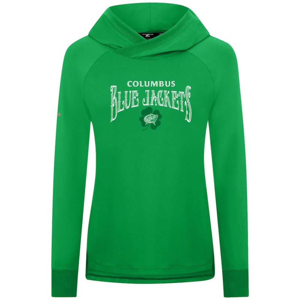 Columbus Blue Jackets - Levelwear Women's St. Patrick's Day Slender Raglan Hoodie Kelly Green