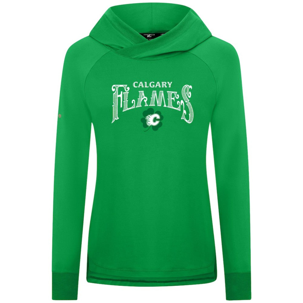 Calgary Flames - Levelwear Women's St. Patrick's Day Slender Raglan Hoodie Kelly Green