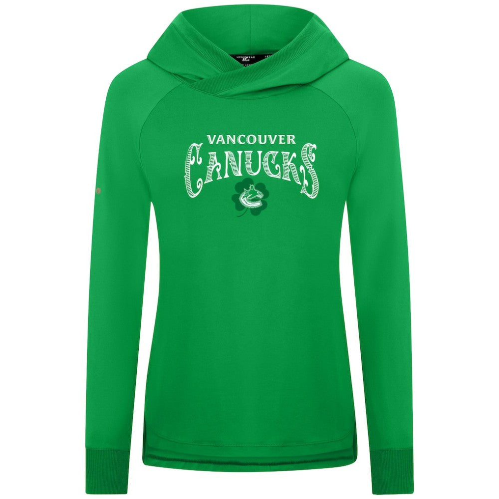 Vancouver Canucks - Levelwear Women's St. Patrick's Day Slender Raglan Hoodie Kelly Green