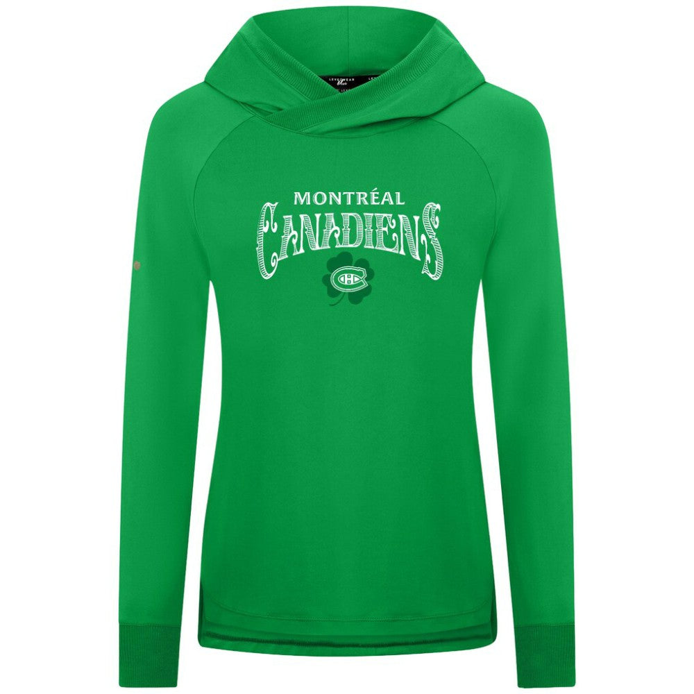 Montreal Canadiens - Levelwear Women's St. Patrick's Day Slender Raglan Hoodie Kelly Green