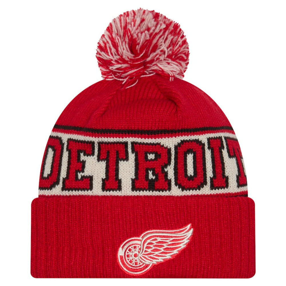 Detroit Red Wings - New Era Retro Cuffed Knit Hat with Pom Red
