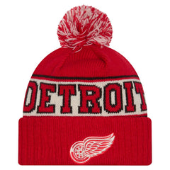 Detroit Red Wings - New Era Retro Cuffed Knit Hat with Pom Red