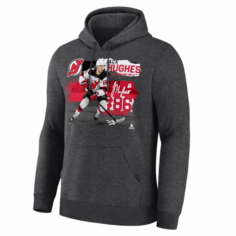 Jack Hughes New Jersey Devils - Fresh Ice Hoodie Charcoal