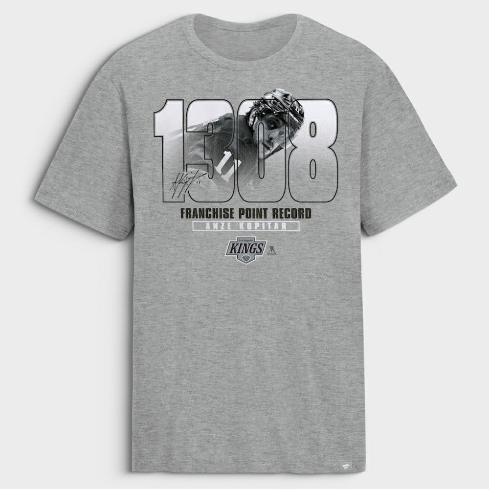 Anze Kopitar Los Angeles Kings - Franchise Points Record T-Shirt Gray