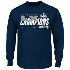 Seattle Seahawks Super Bowl LX Champions Big & Tall Iconic Victory Long Sleeve T-Shirt College Navy - Fanatics