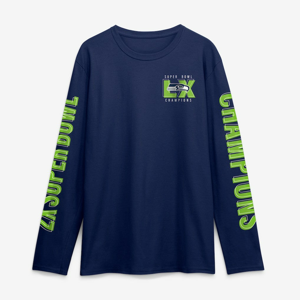 Seattle Seahawks Two-Time Super Bowl Champions Big & Tall Own The Moments Long Sleeve T-Shirt College Navy - Fanatics