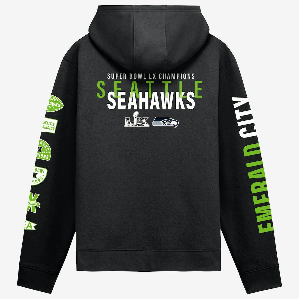 Seattle Seahawks Super Bowl LX Champions Four Piece Hoodie Black - Fanatics