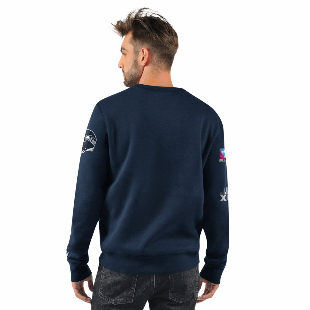 Seattle Seahawks Starter Two-Time Super Bowl Champions Classic Fleece Sweatshirt College Navy - NFL