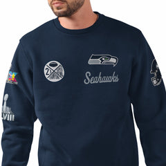 Seattle Seahawks Starter Two-Time Super Bowl Champions Classic Fleece Sweatshirt College Navy - NFL