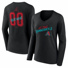 Arizona Diamondbacks Women's Hustle Personalized Name & Number Long Sleeve V-Neck T-Shirt Lifestyle