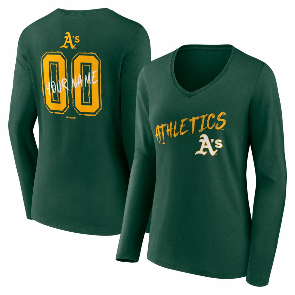 Athletics Women's Hustle Personalized Name & Number Long Sleeve V-Neck T-Shirt for sale