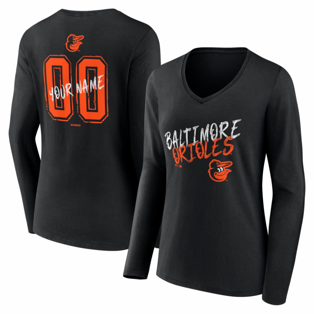 Baltimore Orioles Women's Hustle Personalized Name & Number Long Sleeve V-Neck T-Shirt Online