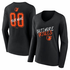 Baltimore Orioles Women's Hustle Personalized Name & Number Long Sleeve V-Neck T-Shirt Online