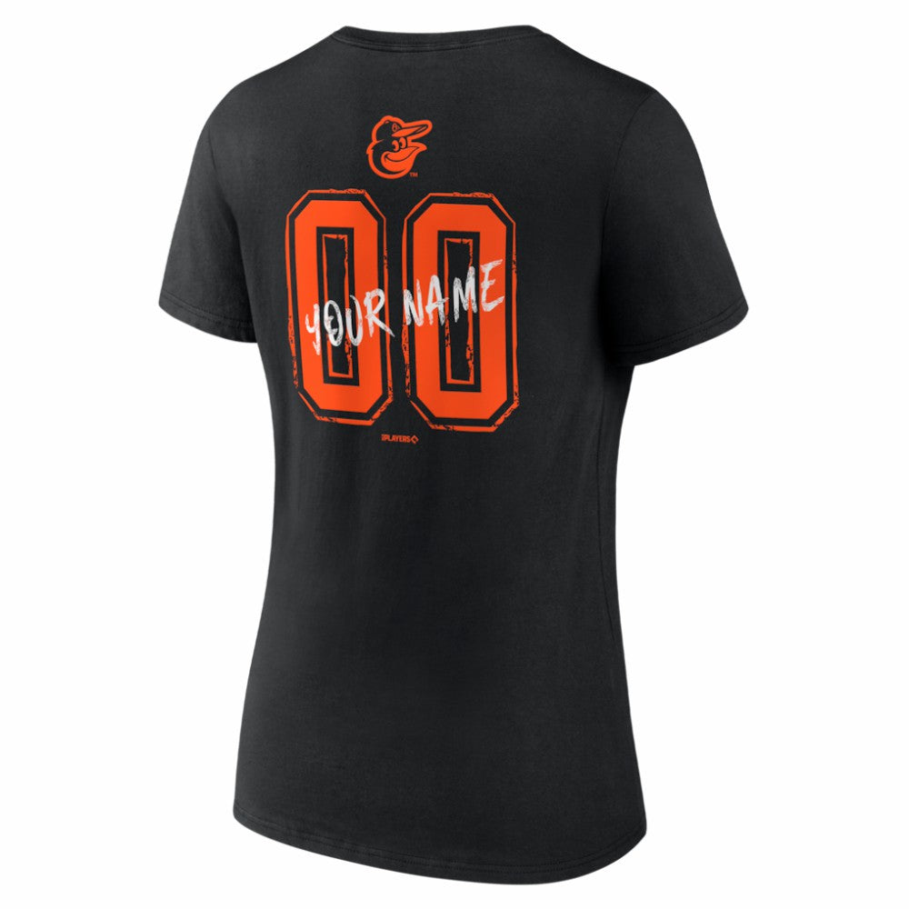 Baltimore Orioles Women's Hustle Personalized Name & Number V-Neck T-Shirt Lifestyle