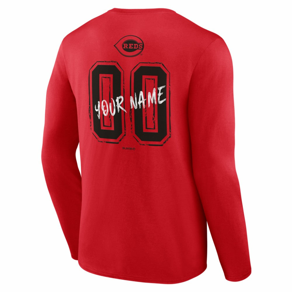 Cincinnati Reds  Hustle Personalized Name & Number Long Sleeve T-Shirt discount