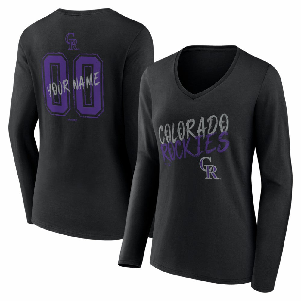 Colorado Rockies Women's Hustle Personalized Name & Number Long Sleeve V-Neck T-Shirt for sale