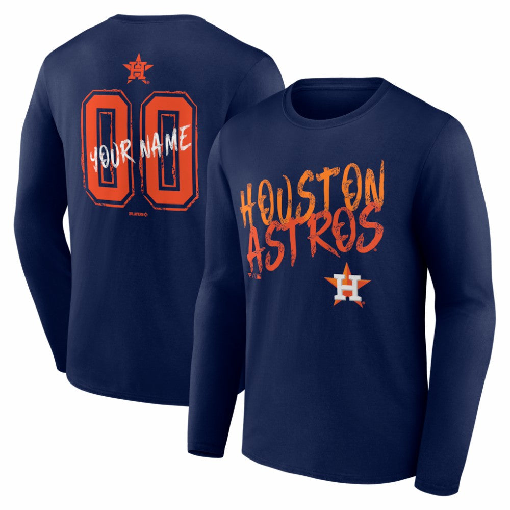 Houston Astros  Hustle Personalized Name & Number Long Sleeve T-Shirt Near Me