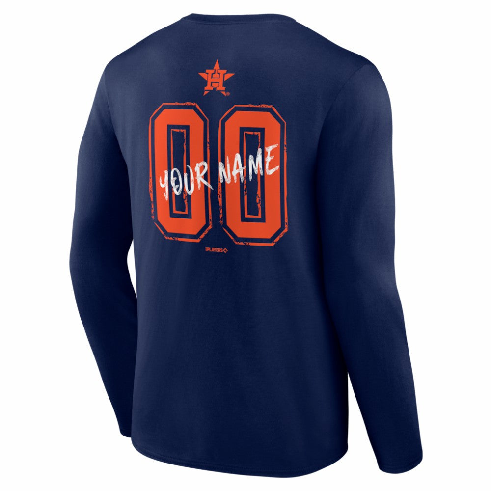 Houston Astros  Hustle Personalized Name & Number Long Sleeve T-Shirt Near Me